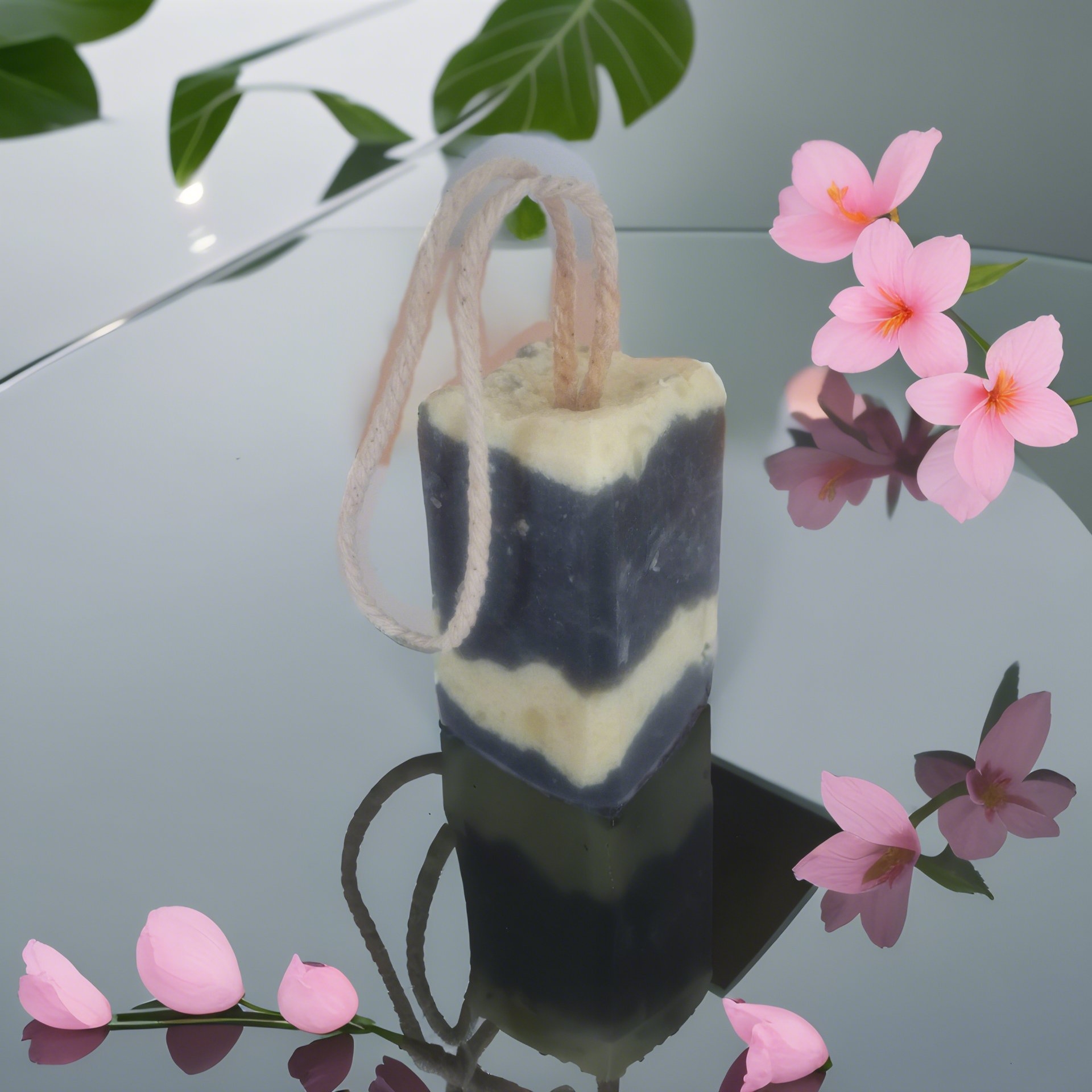 soap on a rope charcoal and cream